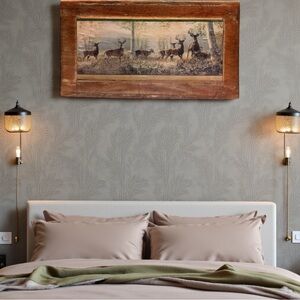 Rustic Deer Framed Wall Art Lodge Cabin Hunting Decor 17 5/8 x 9 5/8